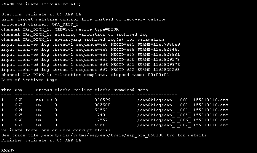 ORA-19599 When Backing up an Archivelog that is Corrupt-牛翰网