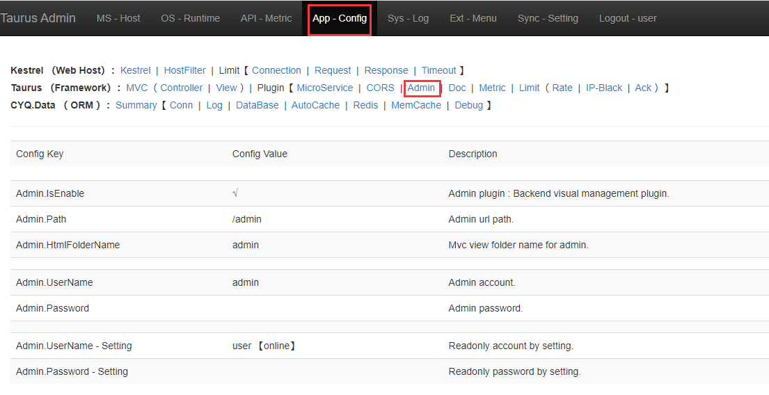 Taurus .Net Core 微服务开源框架：Admin 插件【4-5】 – 配置管理-Mvc【Plugin-Admin 后台】-牛翰网