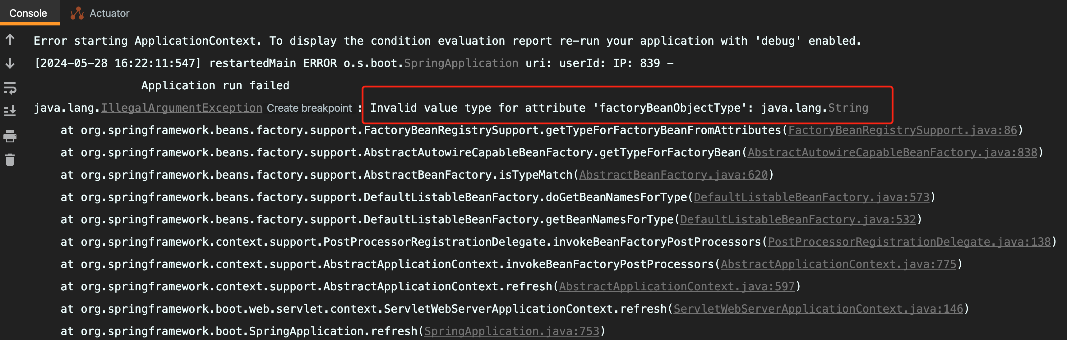 SpringBoot升级到3.2.0报错Invalid value type for attribute ‘factoryBeanObjectType‘: java.lang.String-牛翰网