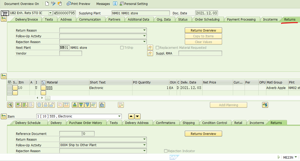 SAP MM 启用了Advanced Return Management之后采购订单上的一些变化-牛翰网