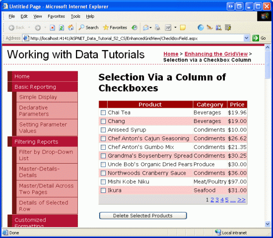 在ASP.NET 2.0中操作数据之五十：为GridView控件添加Checkbox-牛翰网