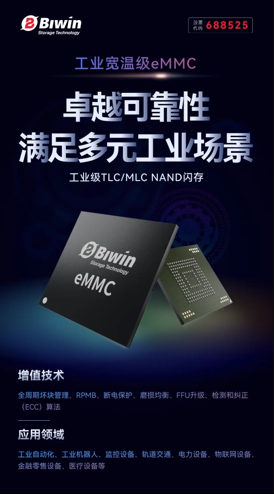 佰维特存工业宽温级eMMC，兼具出众性能与卓越可靠性