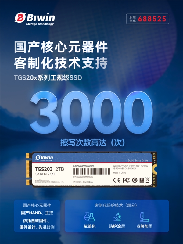 佰维特存TGS20x系列工规级SSD：耐宽温、高可靠设计赋能工业应用