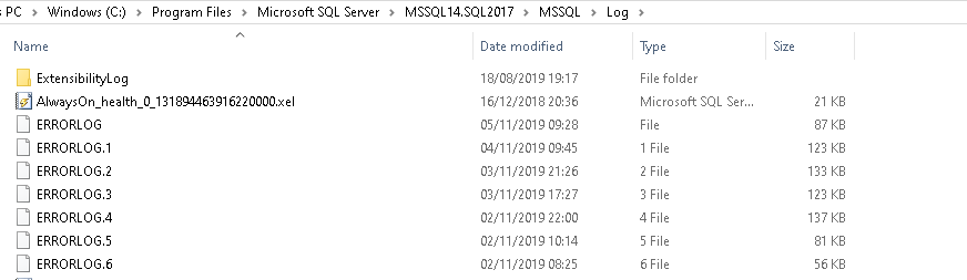 View error log in the log folder