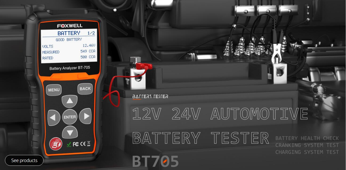 图片[1]-US$96 FOXWELL BT705 Battery Tester 100-2000CCA 12V-24V Car Trucks Cranking Stop-Starting Charging System Test Battery Analyzer-牛翰网